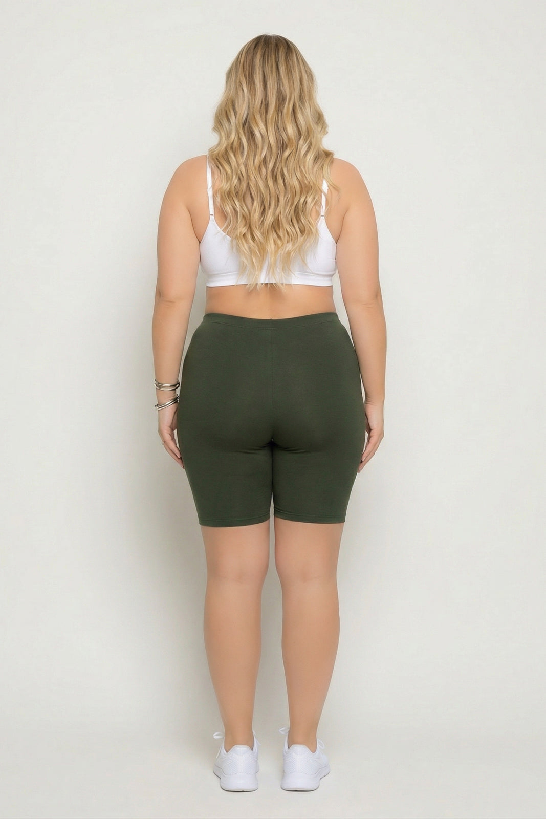Zenana Bottoms Plus Size Cirrus Bike Shorts - Army Green