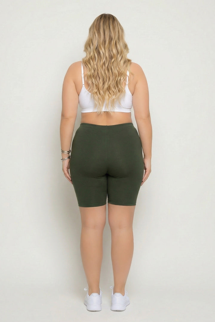 Zenana Bottoms Plus Size Cirrus Bike Shorts - Army Green