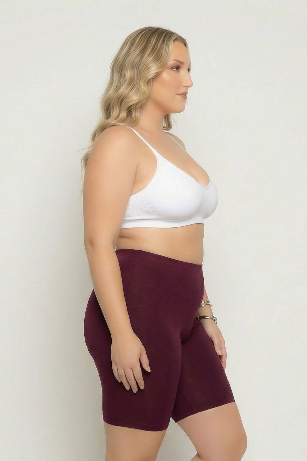 Zenana Bottoms Plus Size Cirrus Bike Shorts - Burgundy