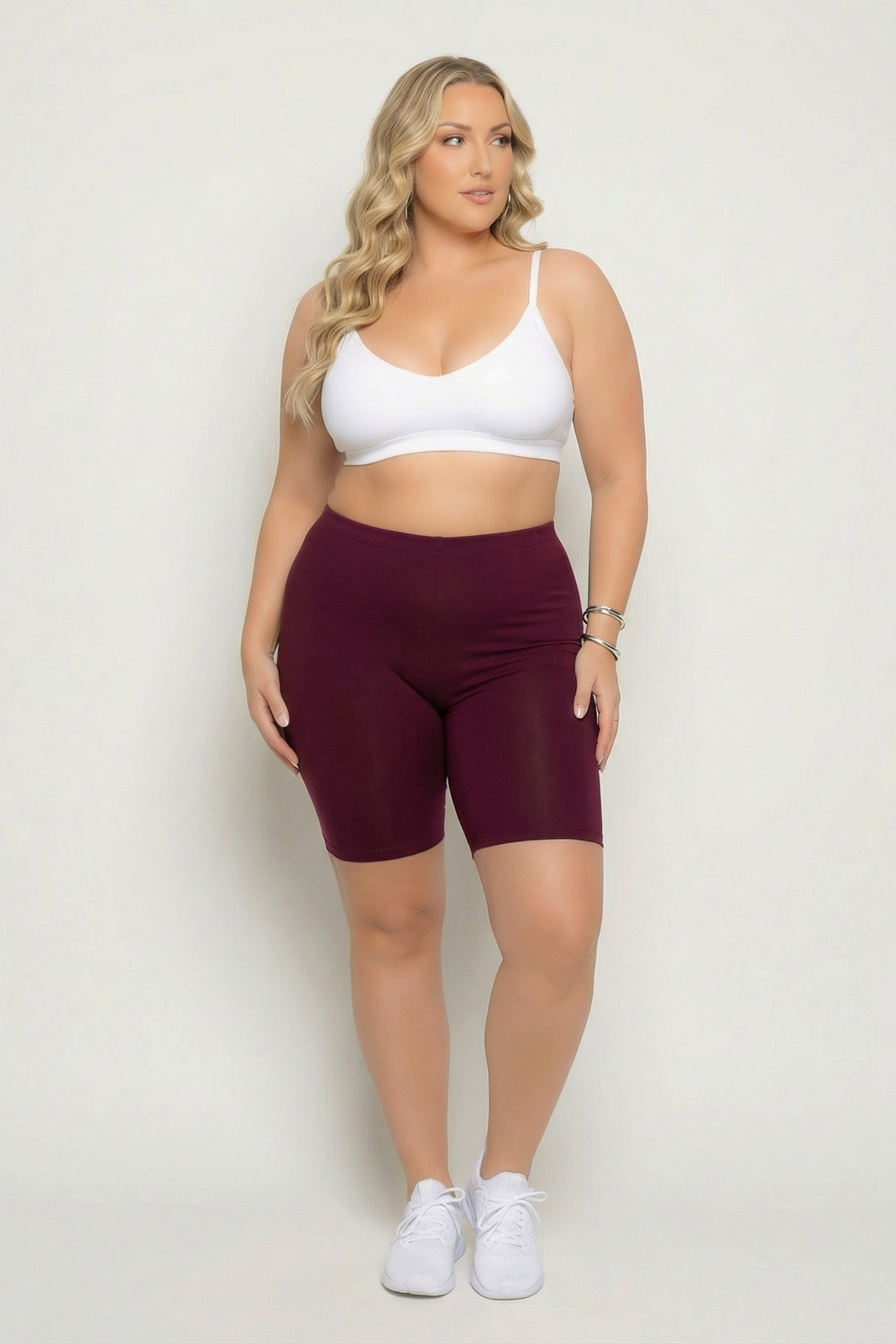 Zenana Bottoms Plus Size Cirrus Bike Shorts - Burgundy