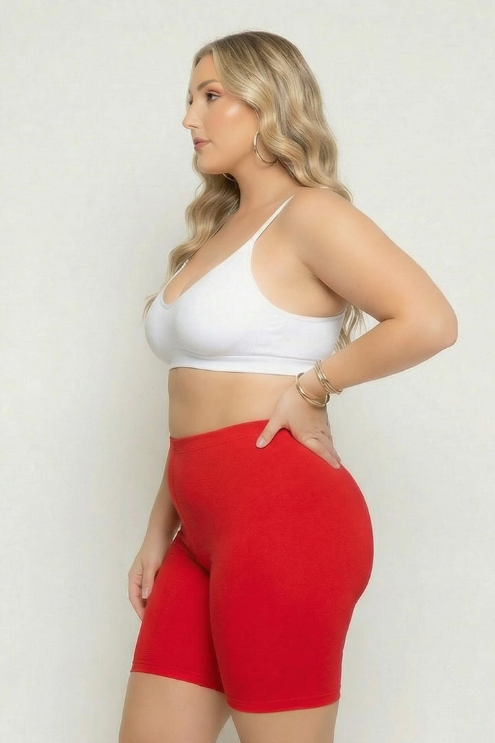 Zenana Bottoms Plus Size Cirrus Bike Shorts - Red
