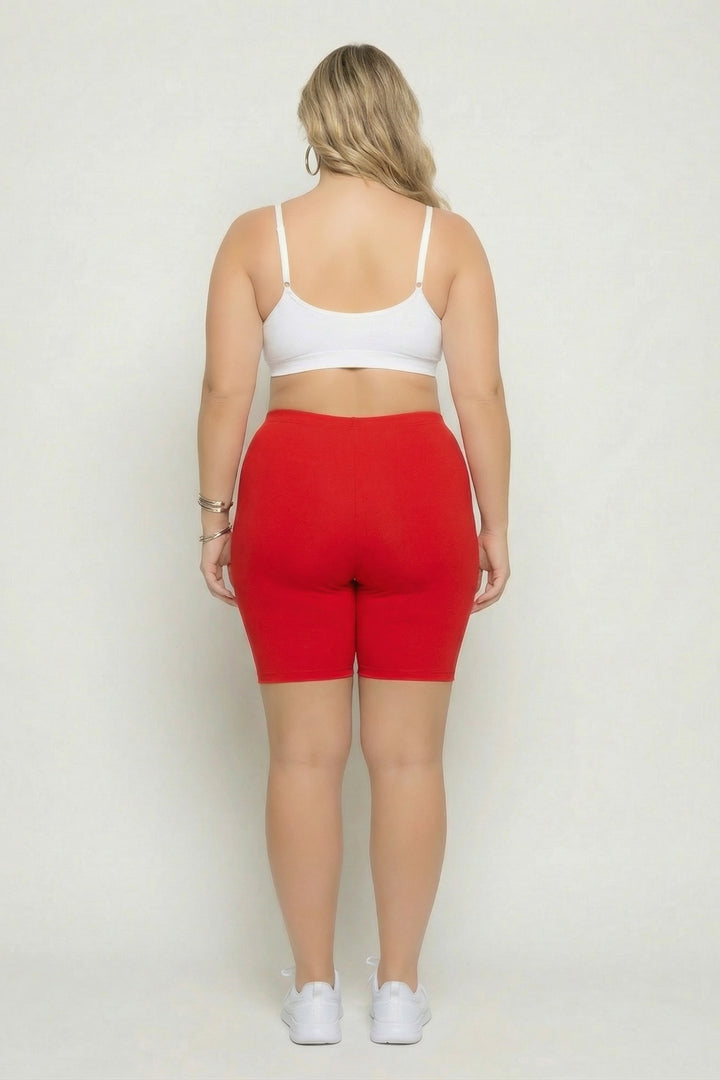 Zenana Bottoms Plus Size Cirrus Bike Shorts - Red