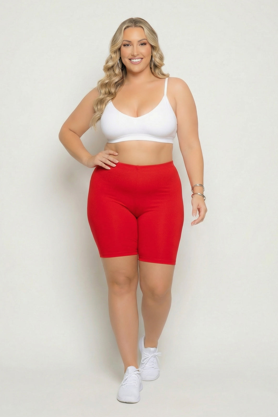 Zenana Bottoms Plus Size Cirrus Bike Shorts - Red