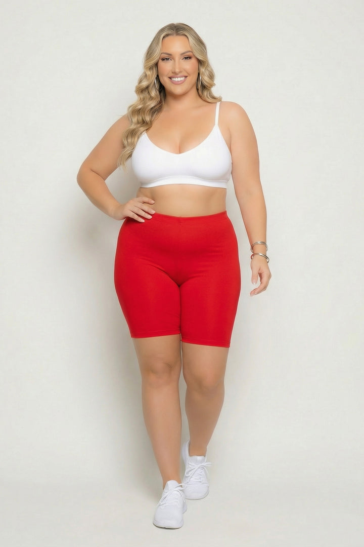 Zenana Bottoms Plus Size Cirrus Bike Shorts - Red