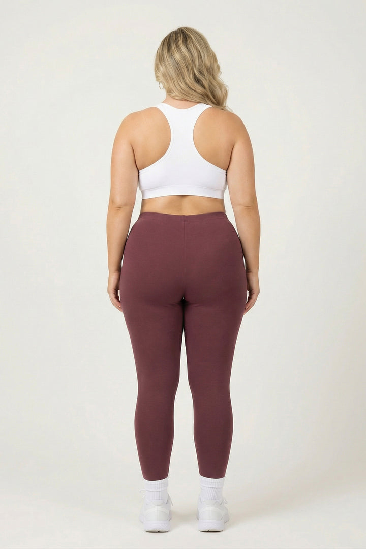 Zenana Bottoms Plus Size Cotton Full Length Leggings - Eggplant