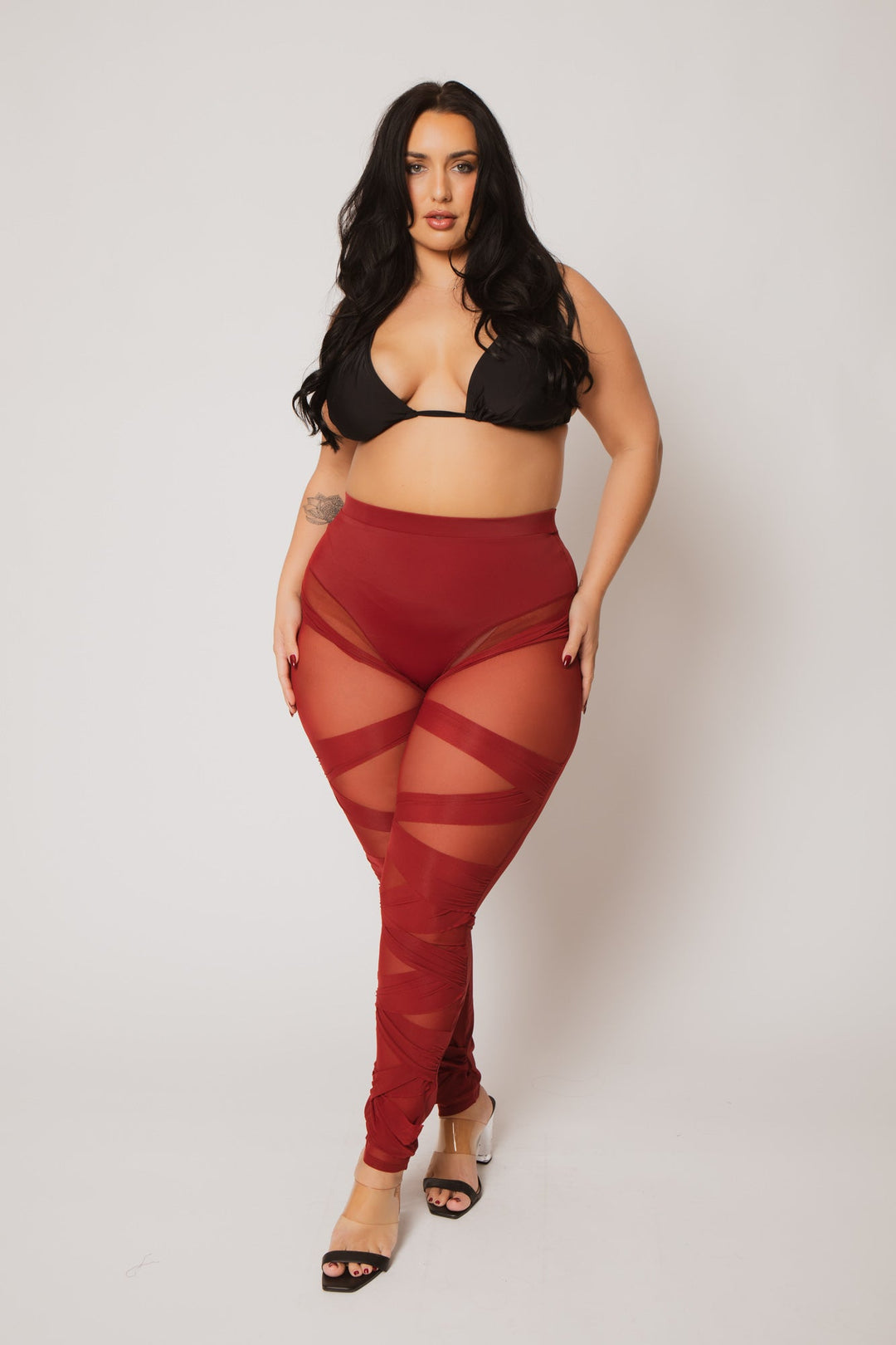 K TOO Bottoms Plus Size Crimson Temptation Pants - Burgundy