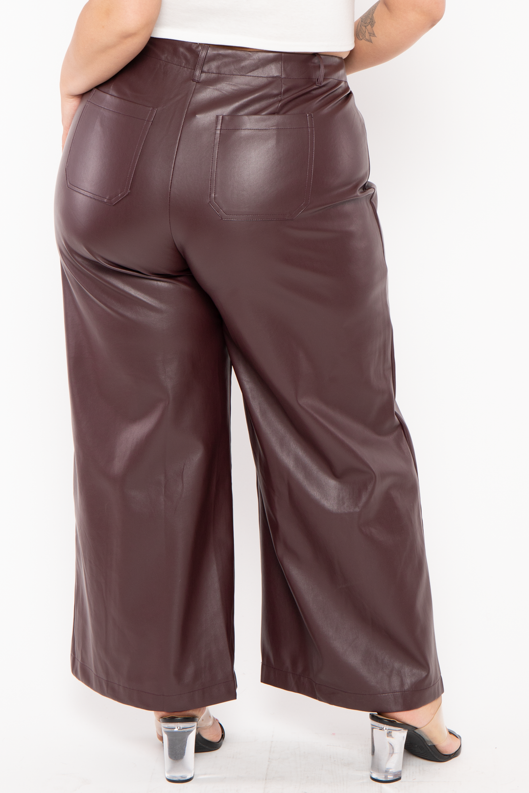 GEE GEE Bottoms Plus Size Danyle  Faux Leather Pants - Brown