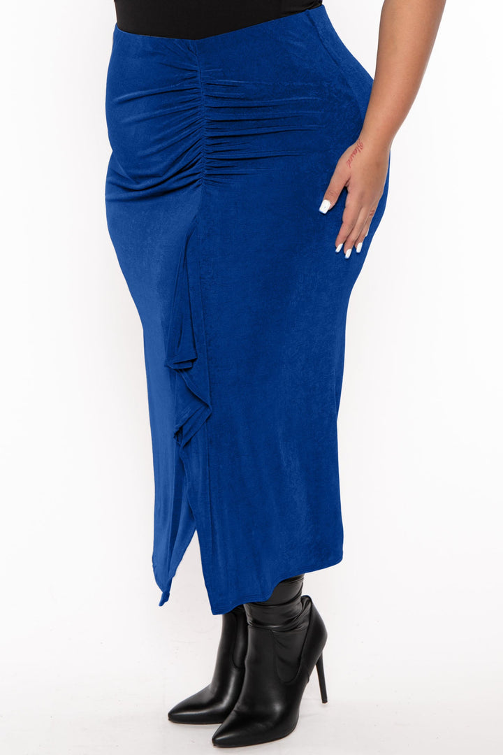 CULTURE CODE Bottoms Plus Size Darby Drape  Midi Skirt - Royal Blue