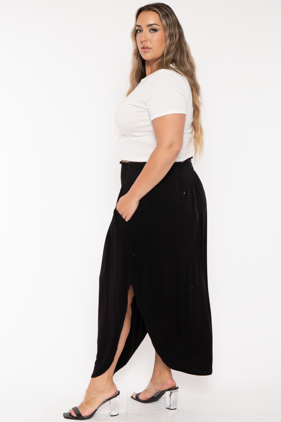 CULTURE CODE Bottoms Plus Size Darby Smocked  Maxi Skirt - Black