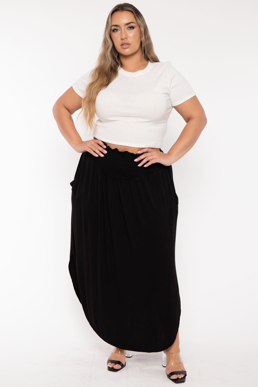 CULTURE CODE Bottoms Plus Size Darby Smocked  Maxi Skirt - Black