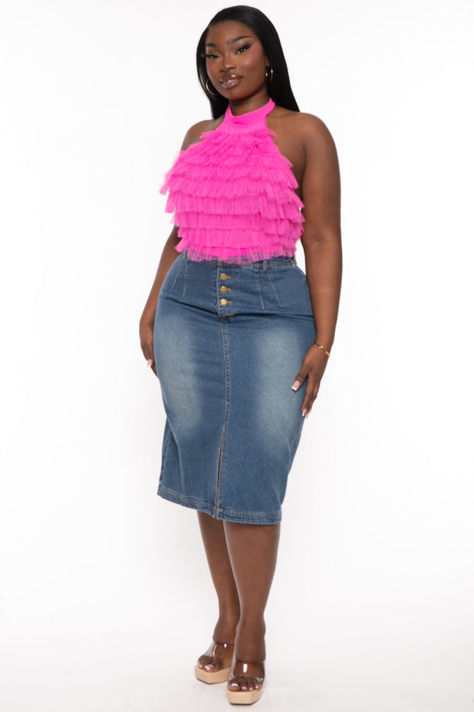 Lane Bryant Denim Midi Skirt Y2K 2000s Style Slit Pockets Dark Wash Plus  Size 20 | eBay
