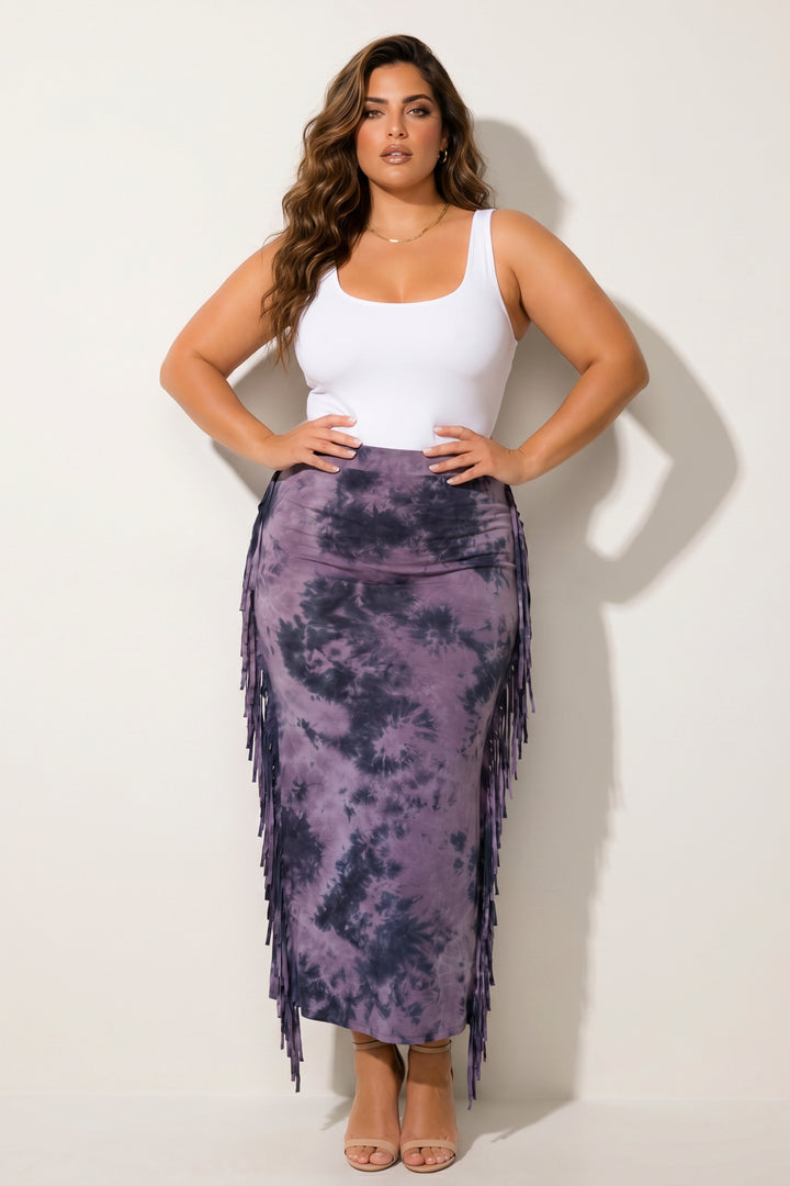 K TOO Bottoms Plus Size Desert Rhythm Skirt - Purple