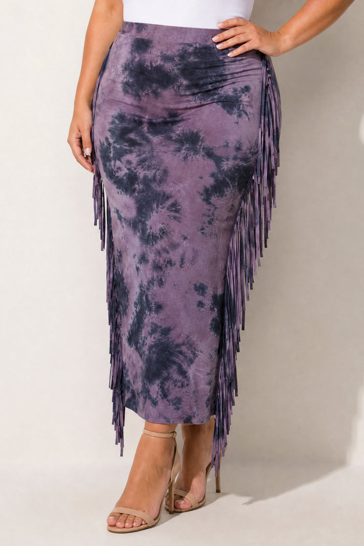 K TOO Bottoms Plus Size Desert Rhythm Skirt - Purple