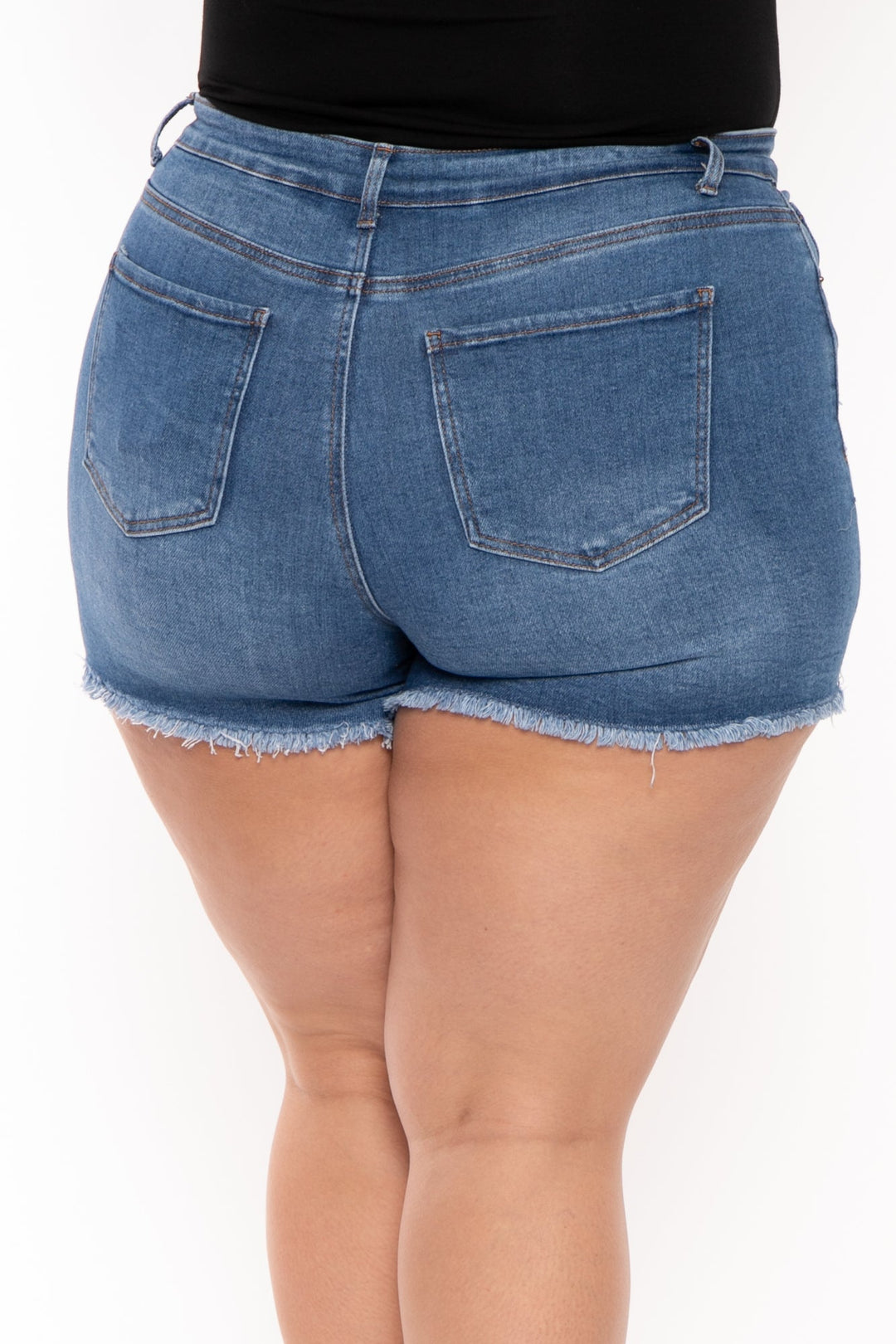 Wax Jean Bottoms Plus Size Destroyed Denim Short - Medium Wash