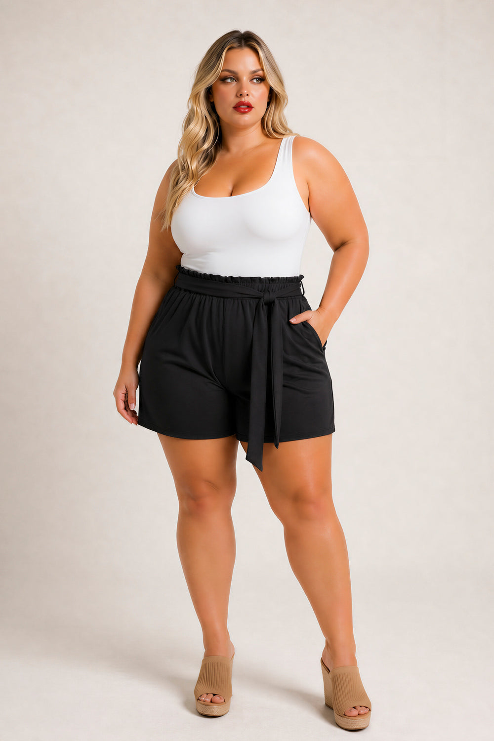 Curvy Sense Inc. Bottoms Plus Size Effortless Comfort Shorts - Black