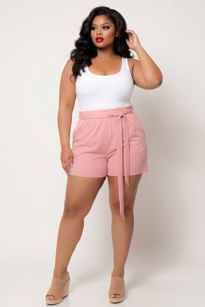 Curvy Sense Inc. Bottoms Plus Size Effortless Comfort Shorts - Blush
