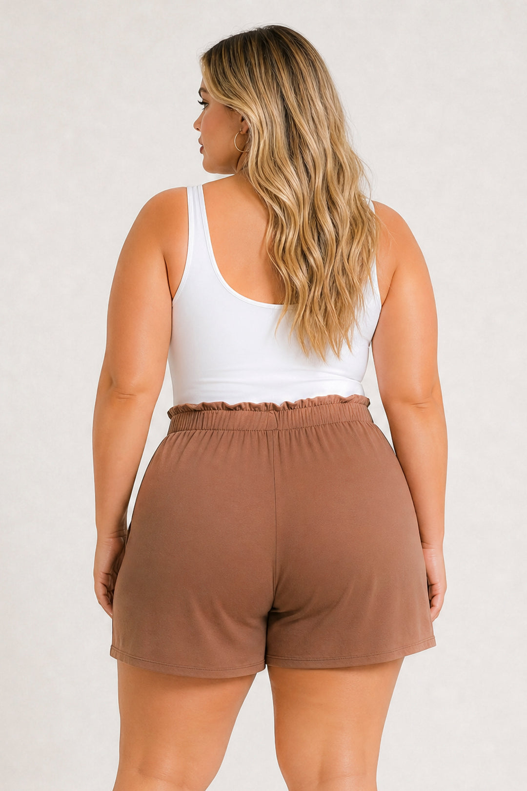 Curvy Sense Inc. Bottoms Plus Size Effortless Comfort Shorts - Brown