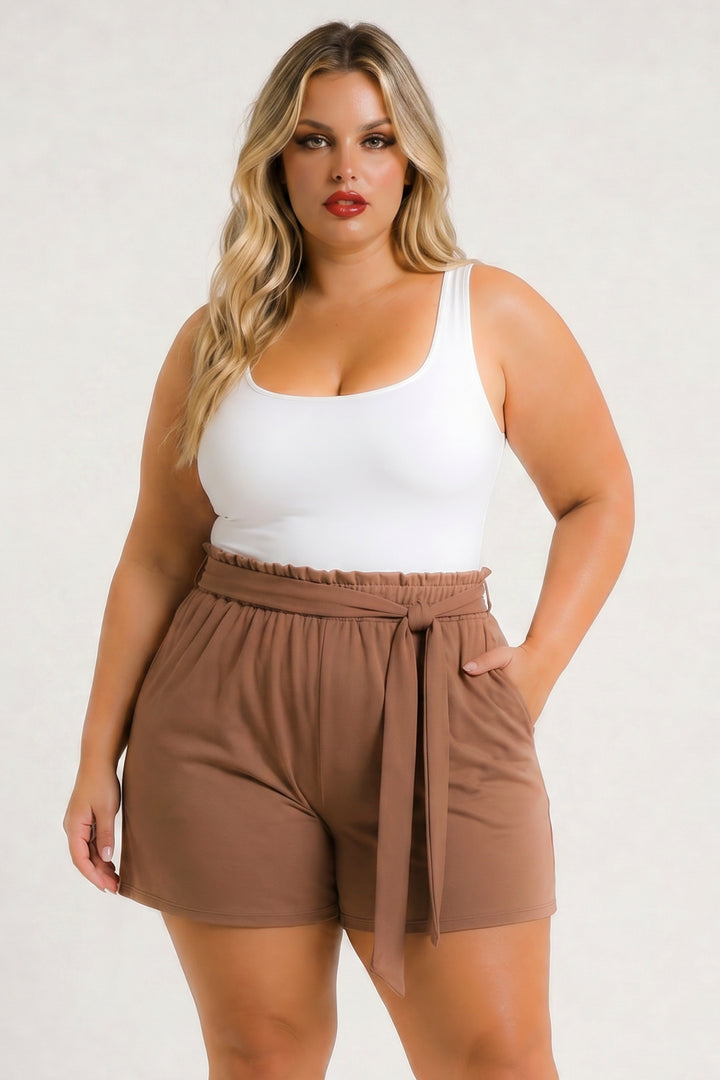 Curvy Sense Inc. Bottoms Plus Size Effortless Comfort Shorts - Brown