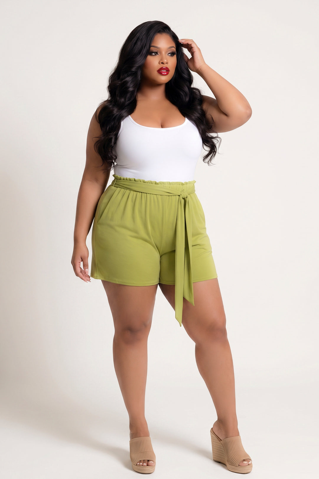 Curvy Sense Inc. Bottoms Plus Size Effortless Comfort Shorts - Green
