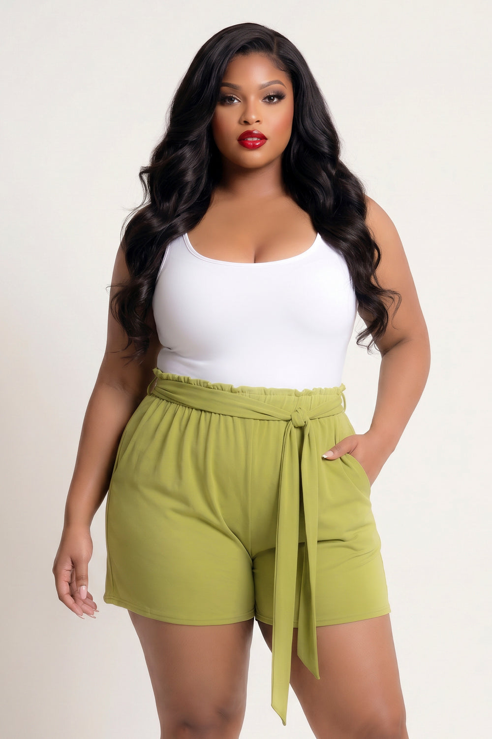 Curvy Sense Inc. Bottoms Plus Size Effortless Comfort Shorts - Green