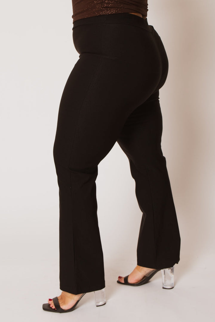 Blue Leopard Bottoms Plus Size Essential Curve Pants  - Black