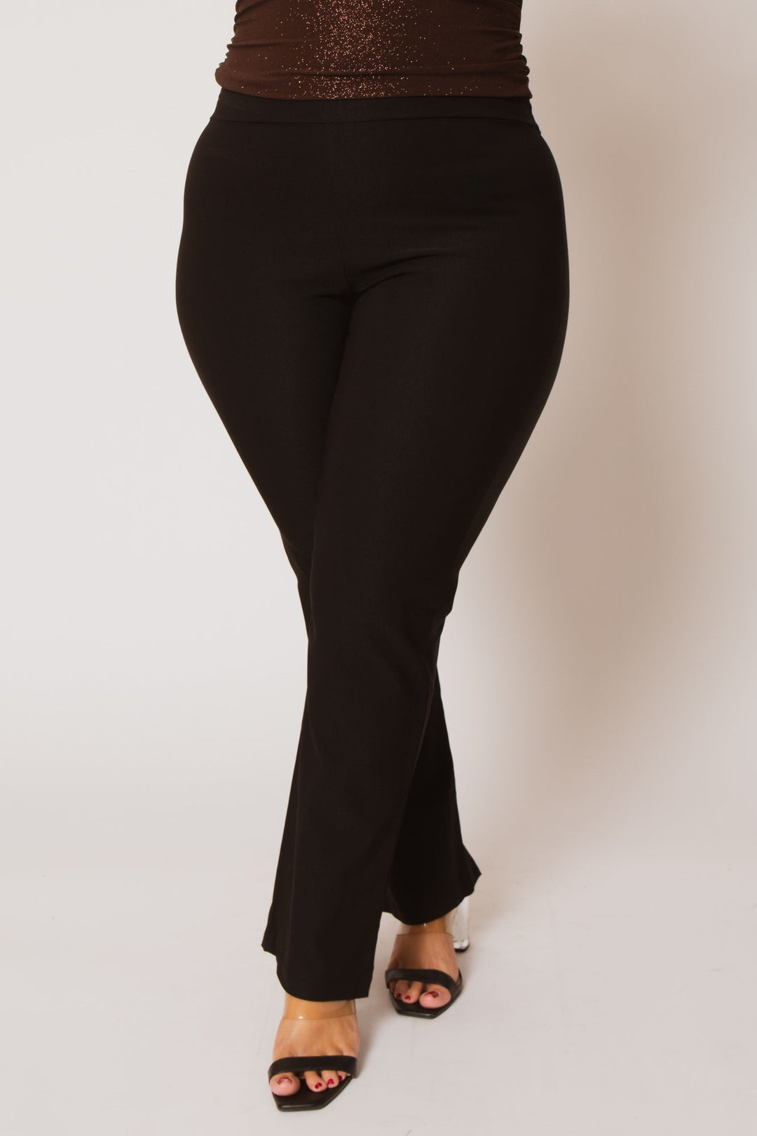 Blue Leopard Bottoms Plus Size Essential Curve Pants  - Black