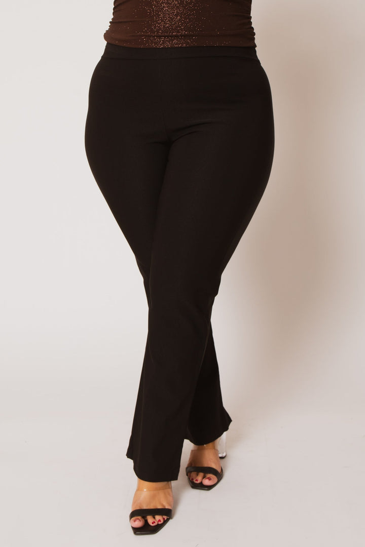 Blue Leopard Bottoms Plus Size Essential Curve Pants  - Black