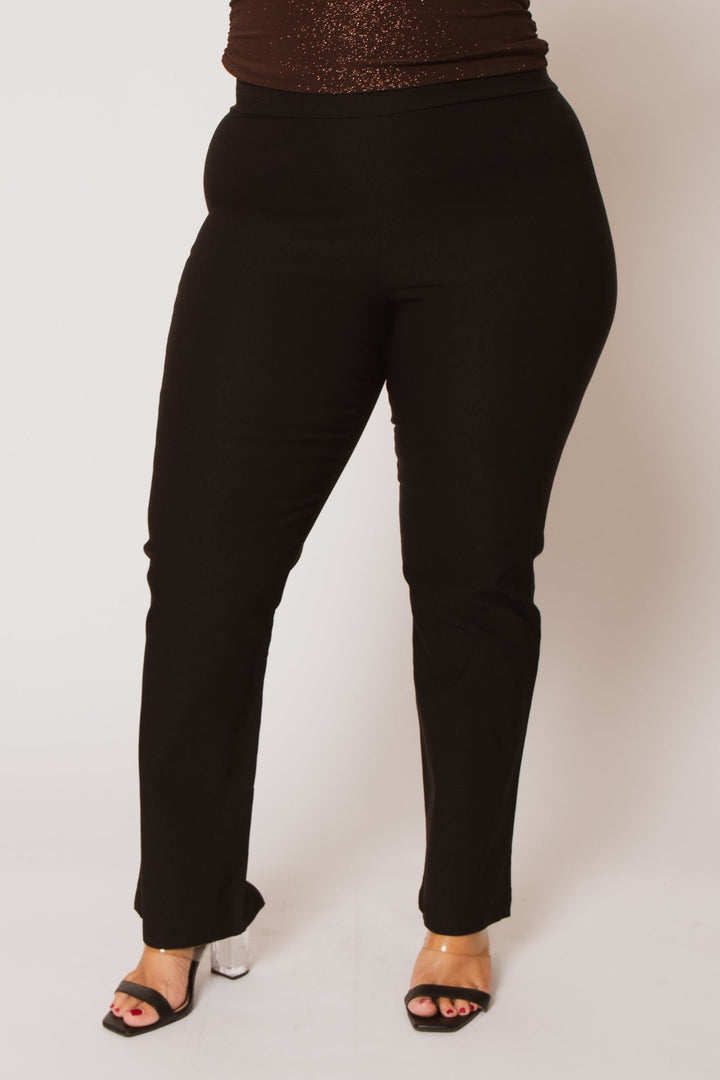 Blue Leopard Bottoms Plus Size Essential Curve Pants  - Black