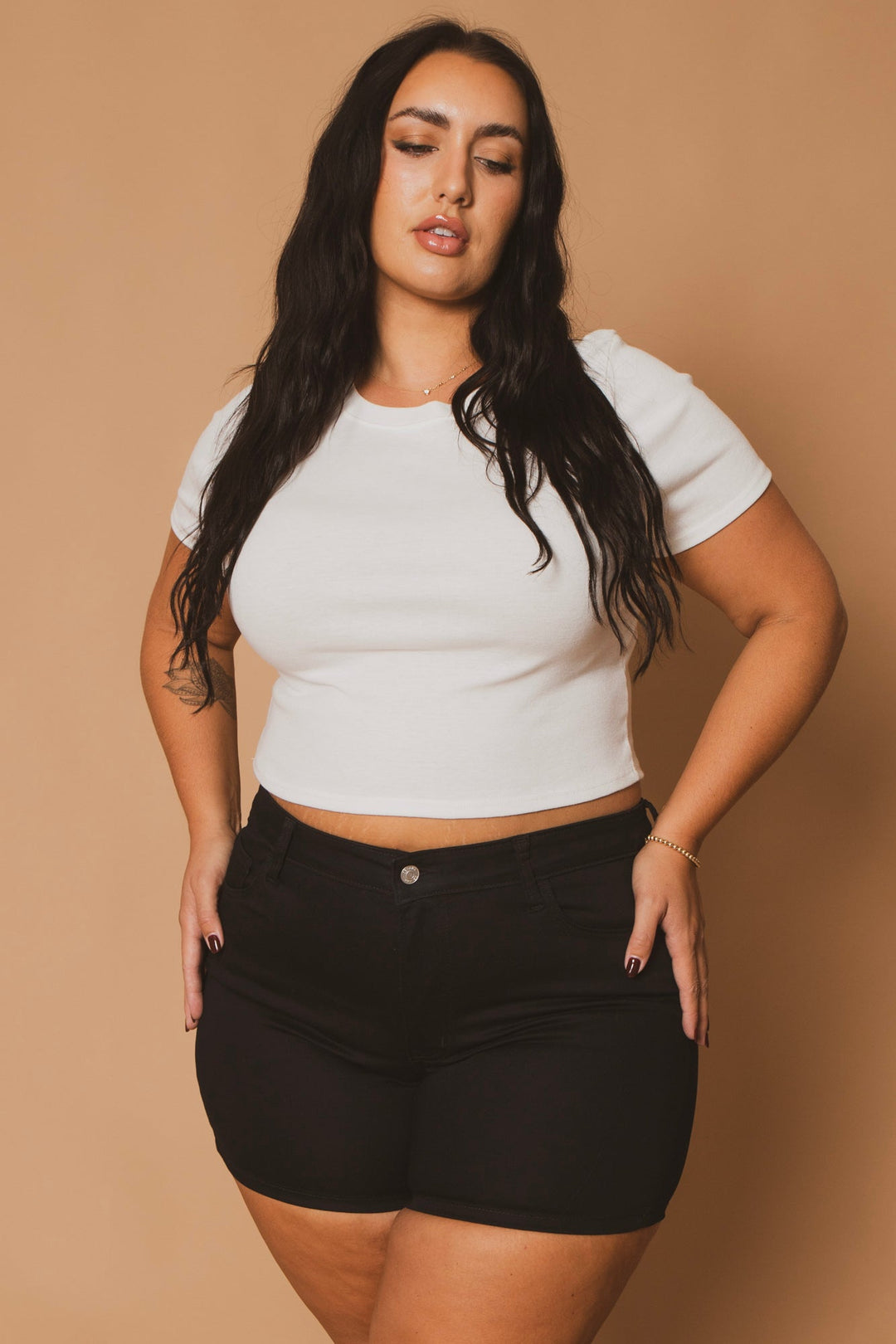 Zenana Bottoms Plus Size Everyday Stretch Shorts - Black