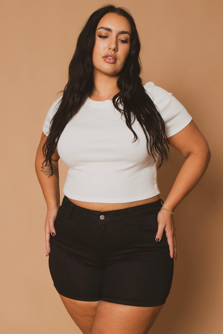 Zenana Bottoms Plus Size Everyday Stretch Shorts - Black