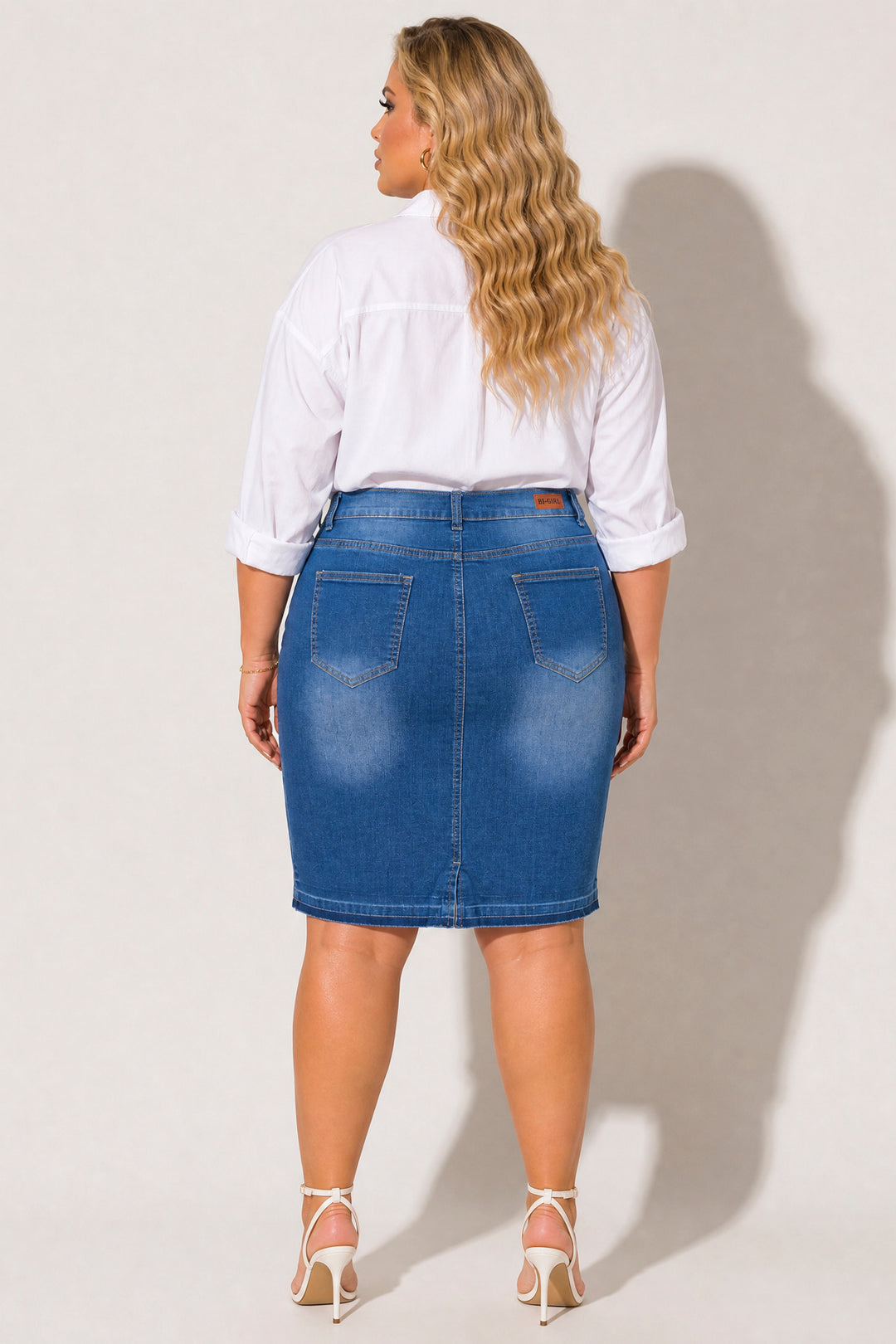 G Gossip Bottoms Plus Size Floral Charm Distressed Denim Skirt - Medium Wash