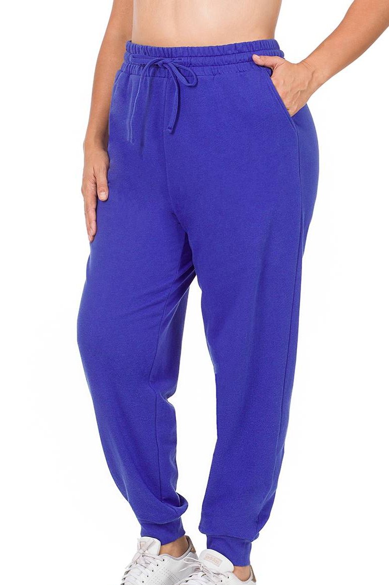 ZENANA Bottoms Plus Size French terry Jogger - Blue