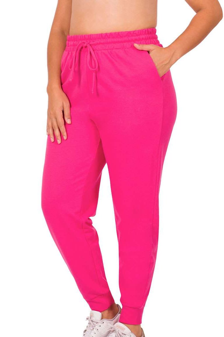 ZENANA Bottoms Plus Size French terry Jogger - Pink