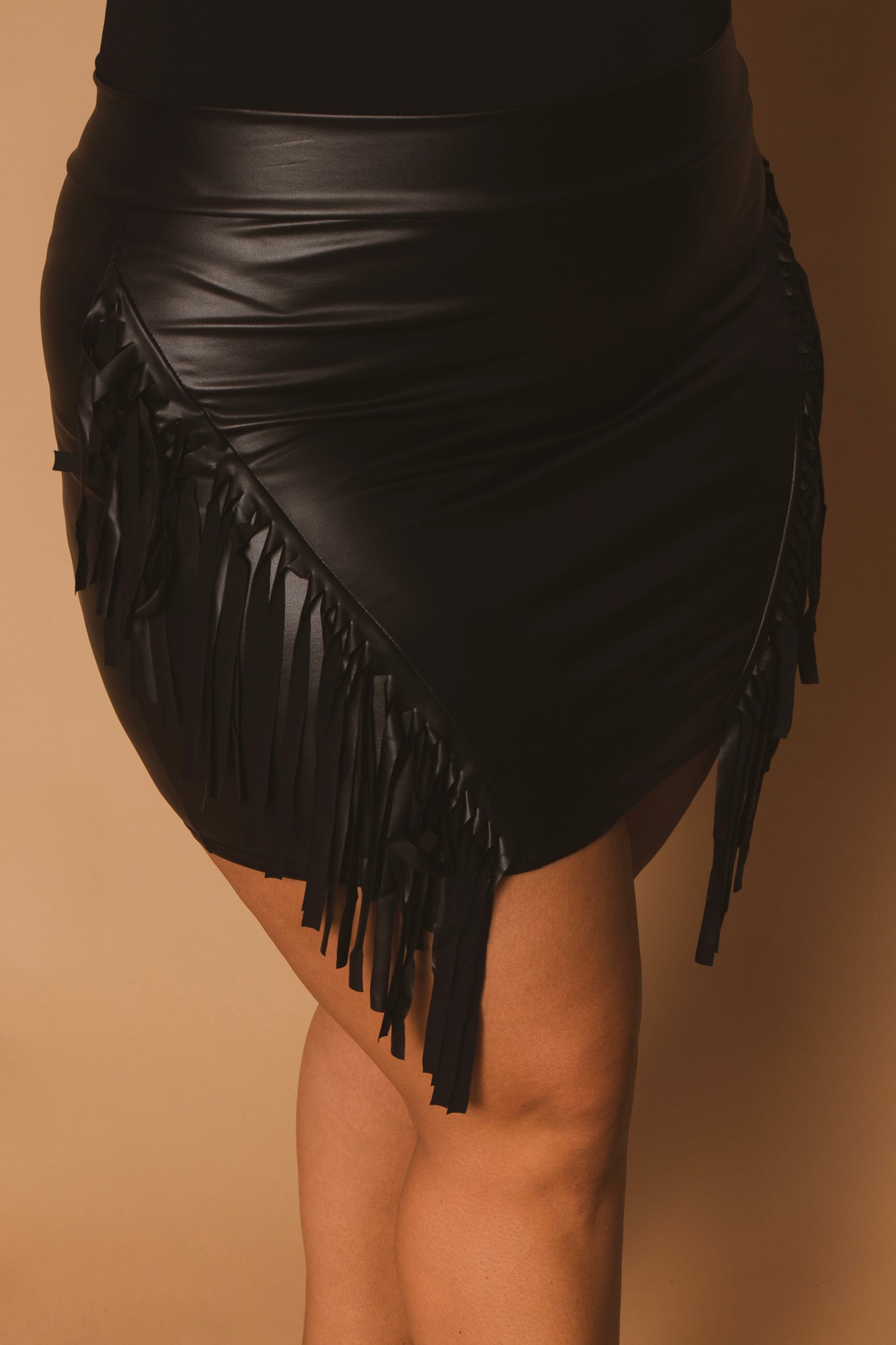 Women's Plus Size Fringe Factor Skirt - Black - Curvy Sense