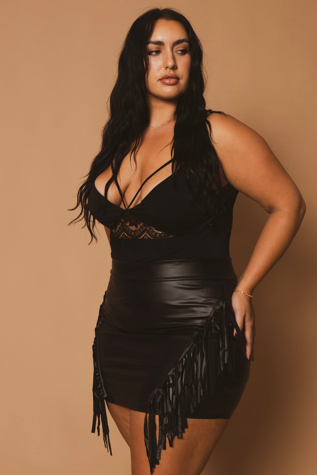 D ROCK Bottoms Plus Size Fringe Factor Skirt - Black