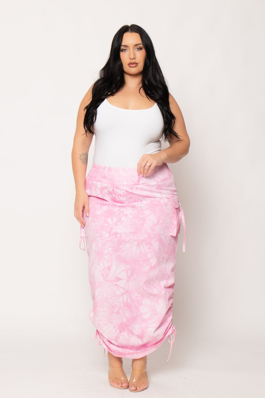 K TOO Bottoms Plus Size It Girl Utility Skirt - Pink