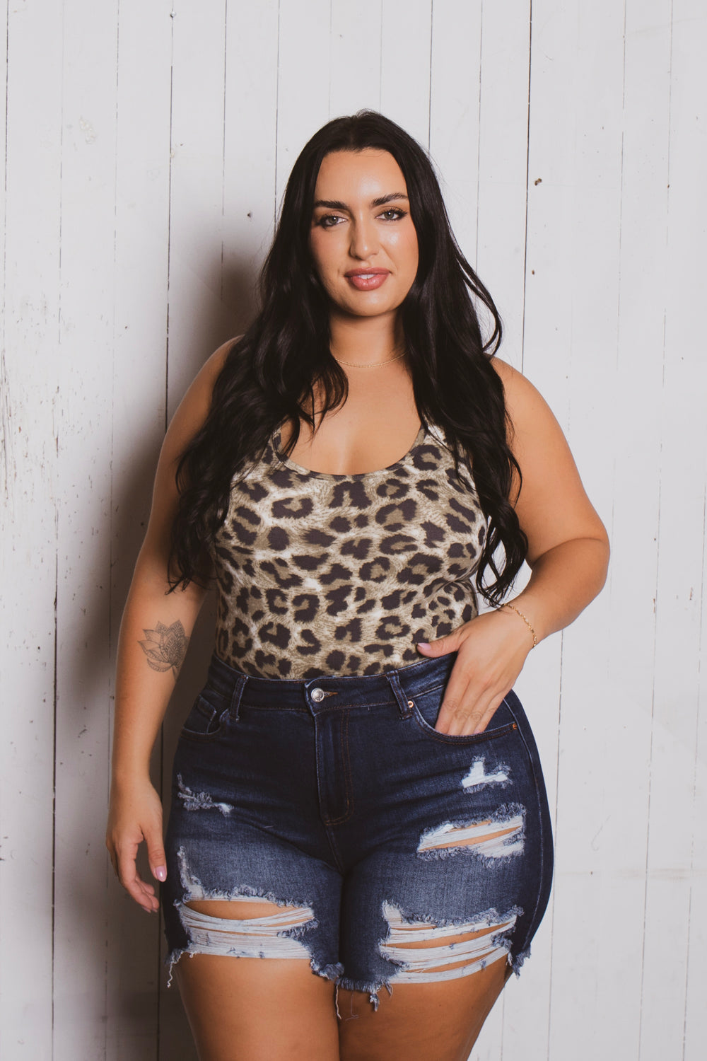 Plus Size Jess Destroyed Denim Short - Dark Wash – Curvy Sense