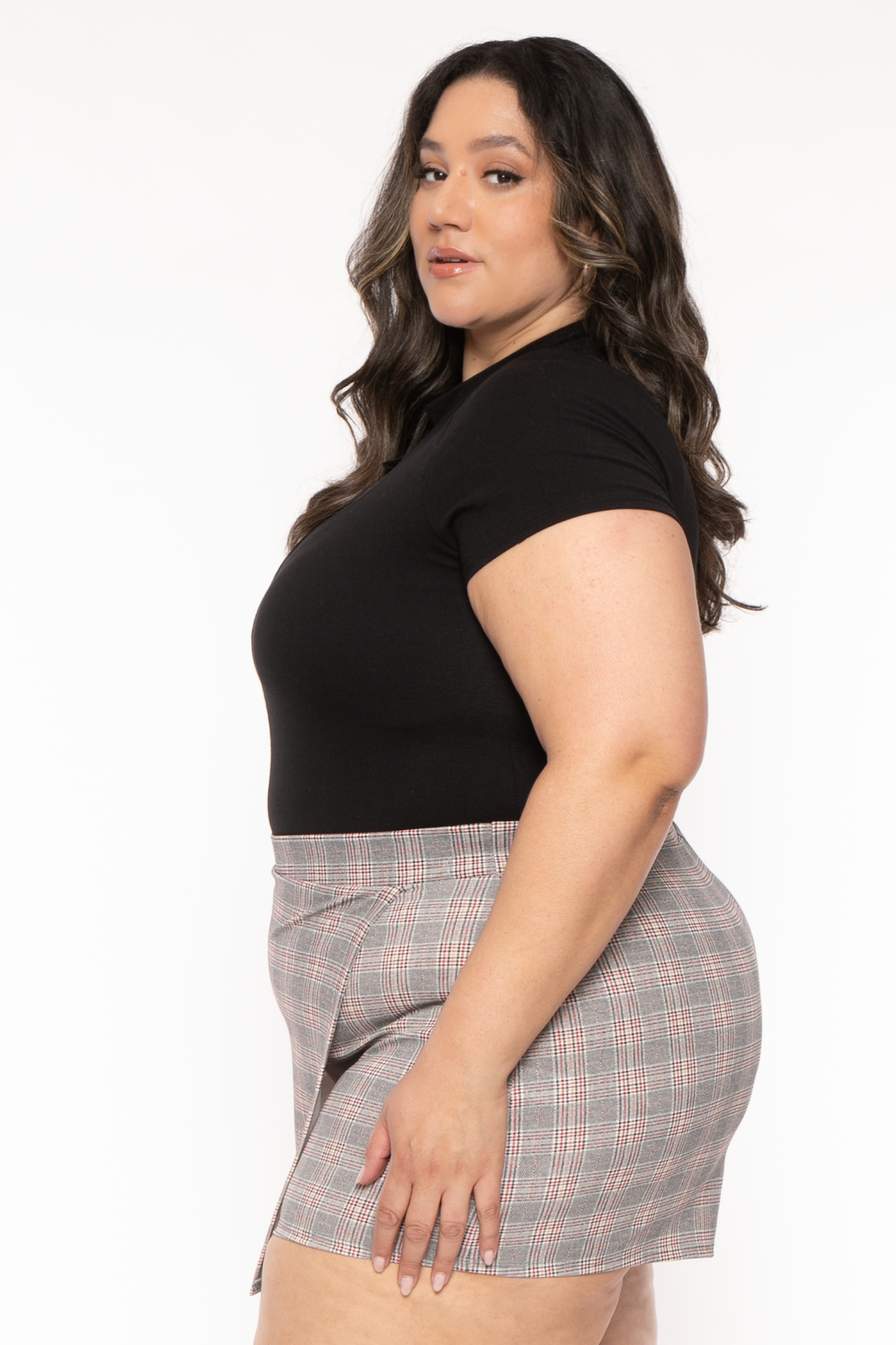 Plus Size Karalline Plaid Skort-Multi - Main Image