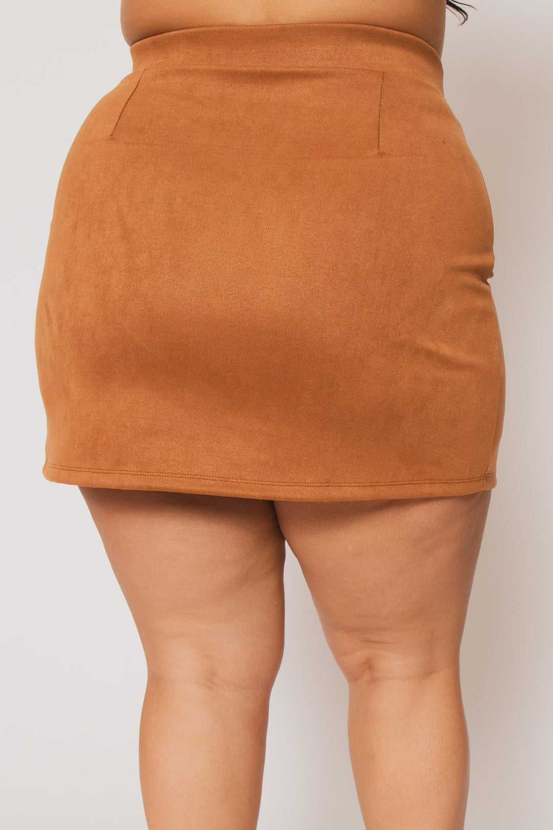 Blue Leopard Bottoms Plus Size  Kendra Faux Suede Mini Skirt - Camel