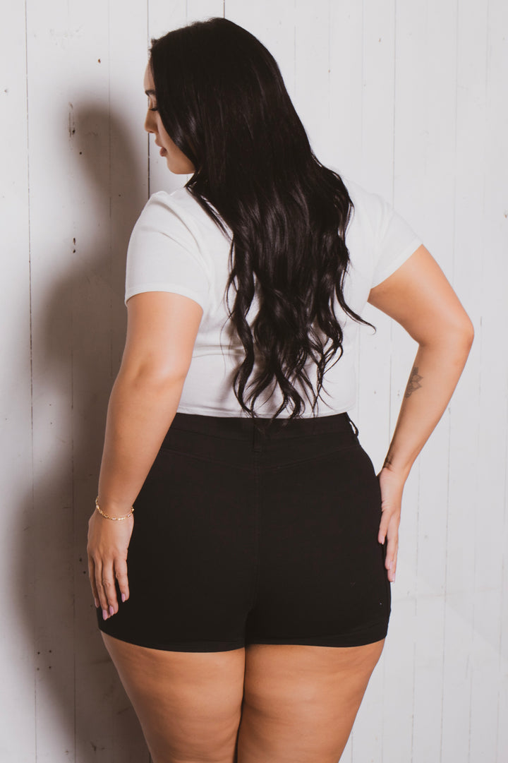 Wax Jean Bottoms Plus Size Lena Cargo Short - Black