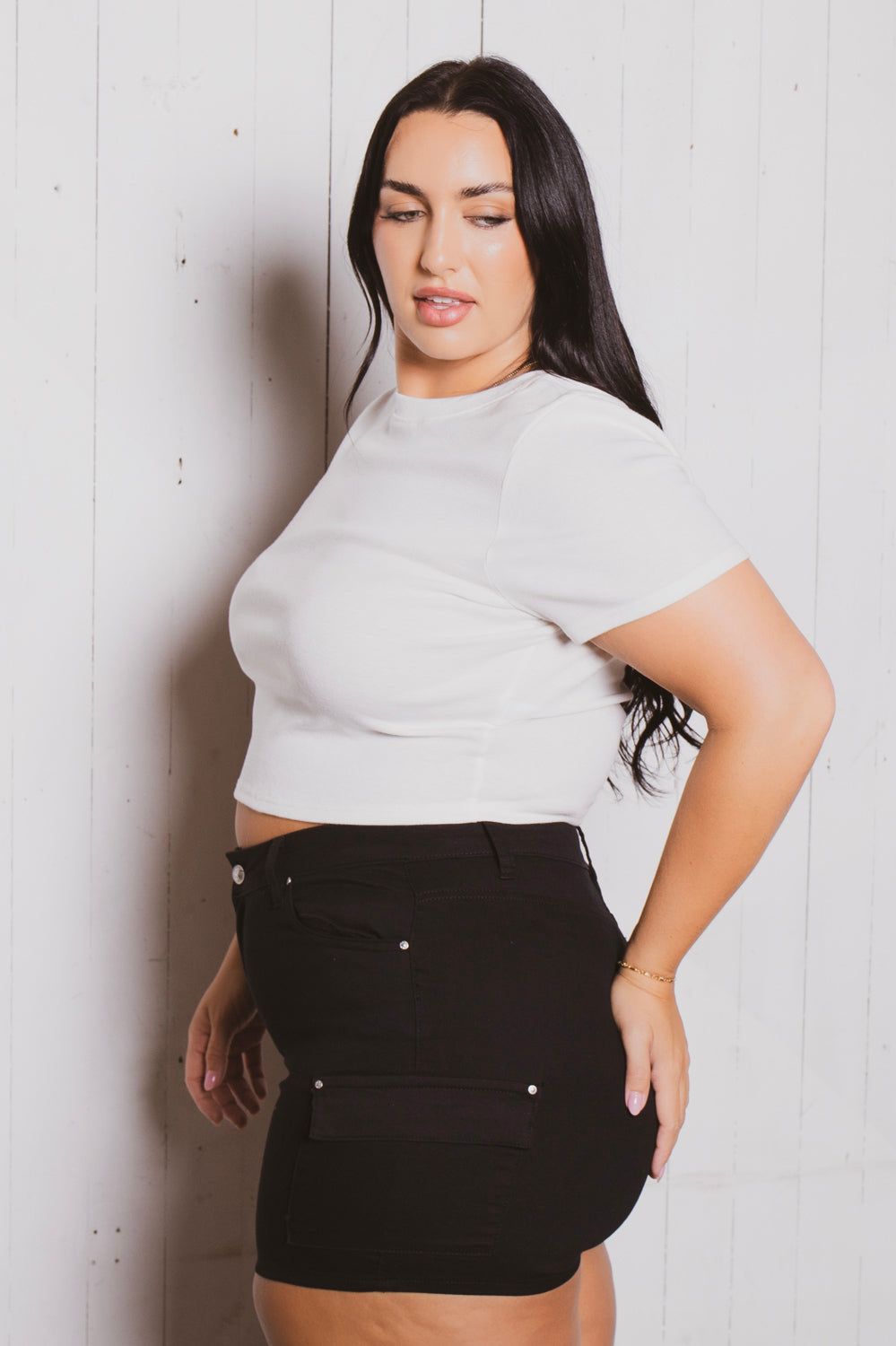 Wax Jean Bottoms Plus Size Lena Cargo Short - Black