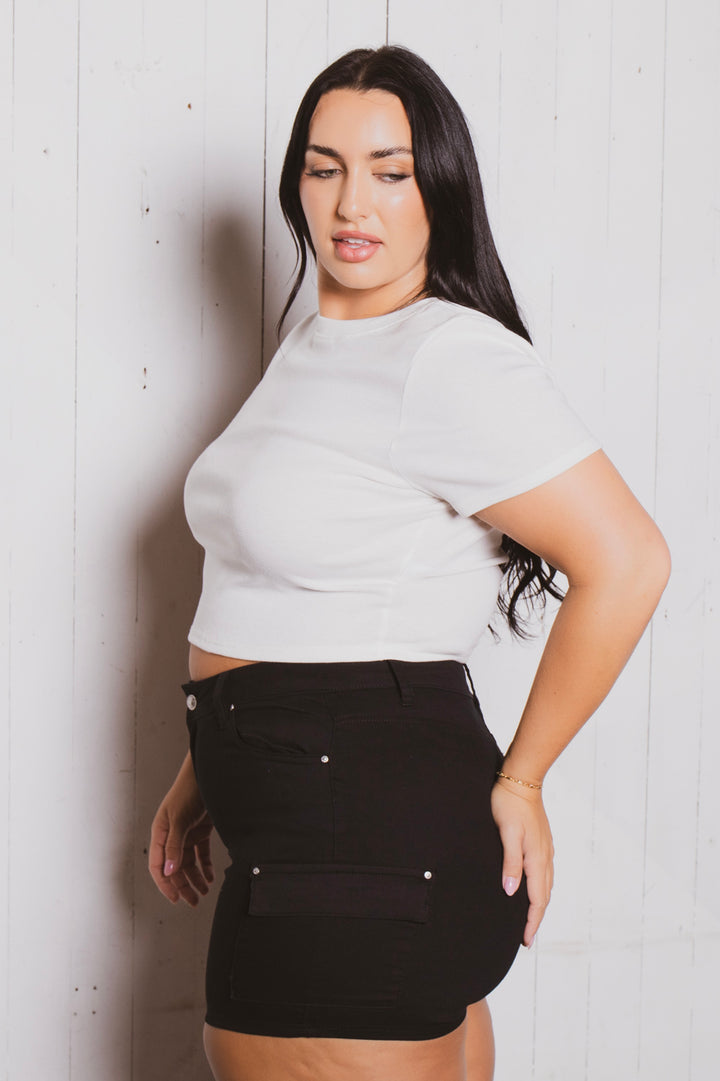 Wax Jean Bottoms Plus Size Lena Cargo Short - Black