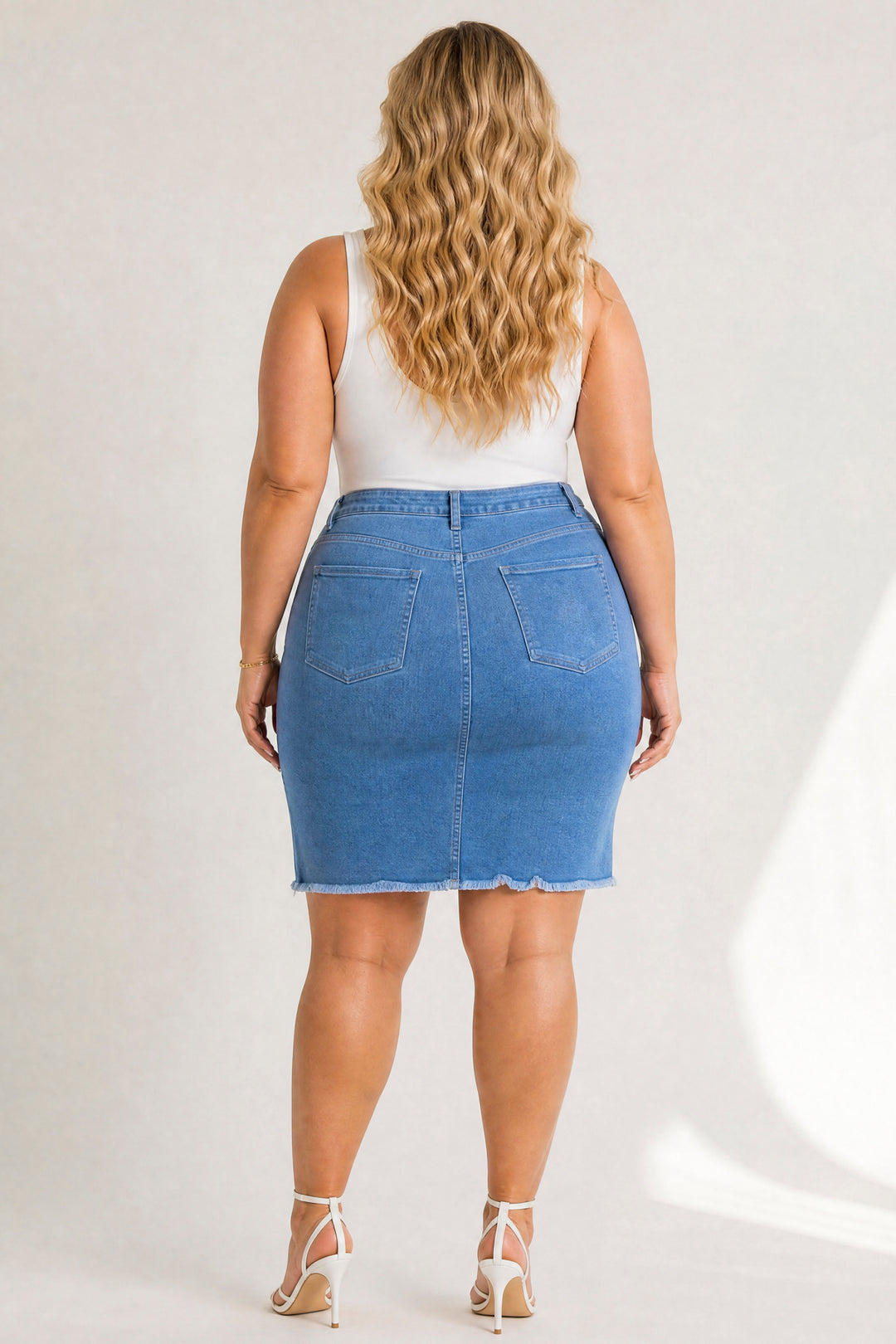 Style Tree Bottoms Plus Size Love Distressed Skirt - Light Wash
