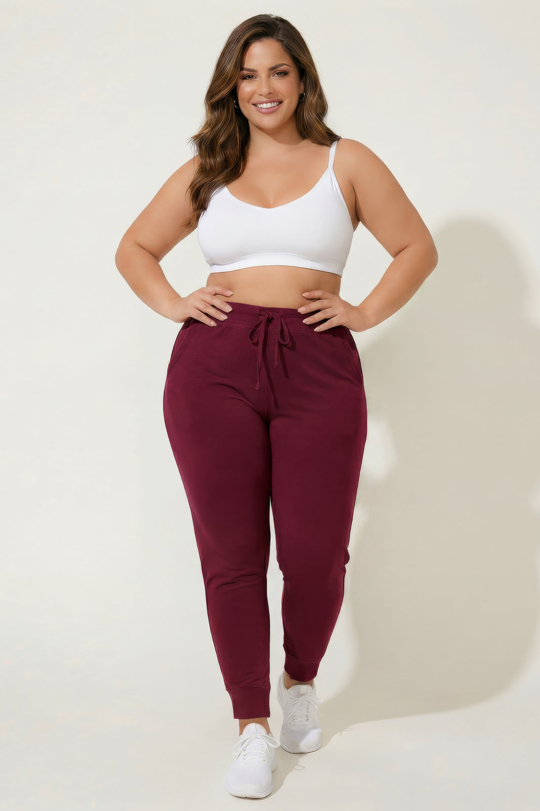 Ambiance Bottoms Plus Size Nimbus Jogger Pants  - Burgundy
