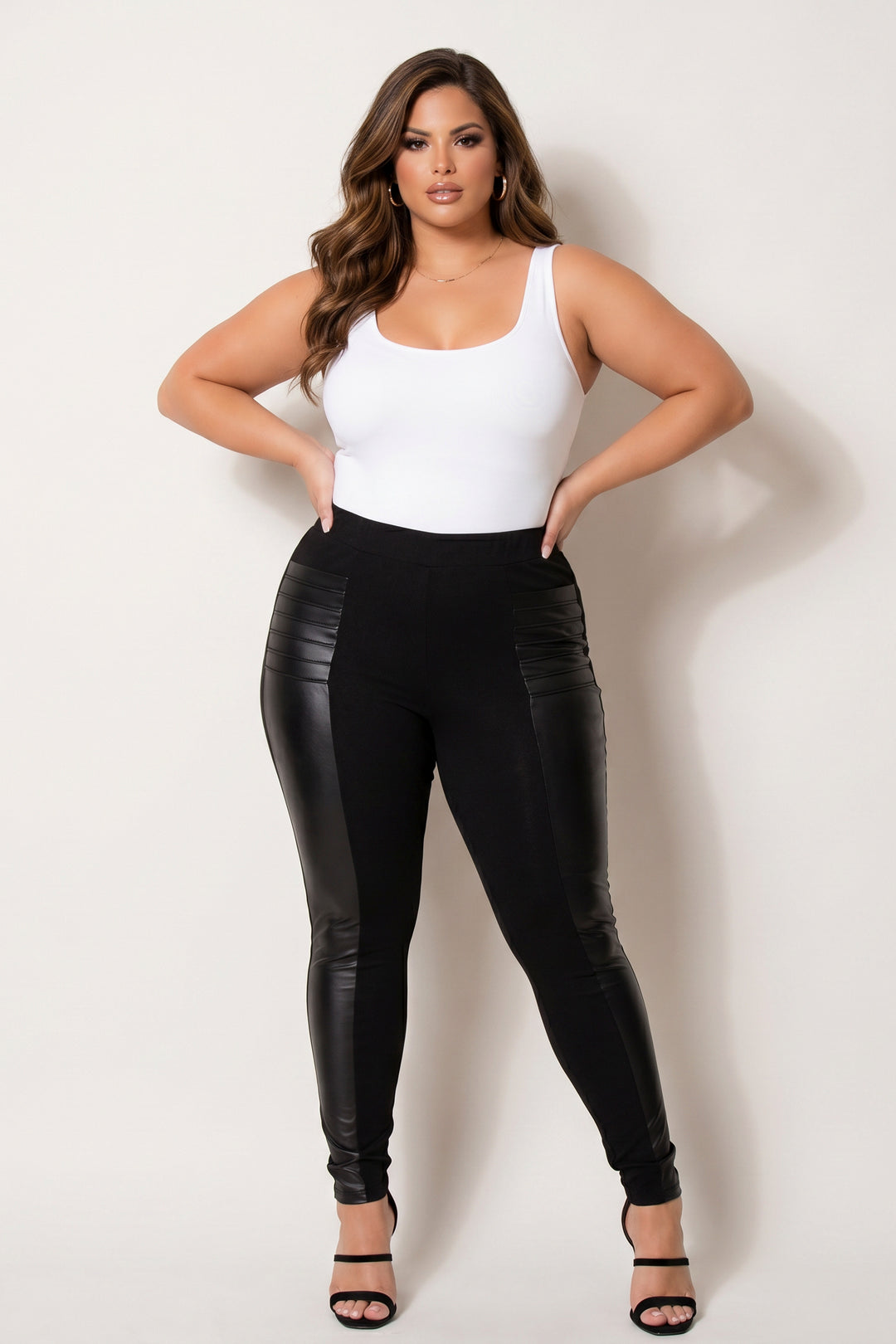 Curvy Sense Inc. Bottoms Plus Size Rebel Edge Moto Leggings - Black
