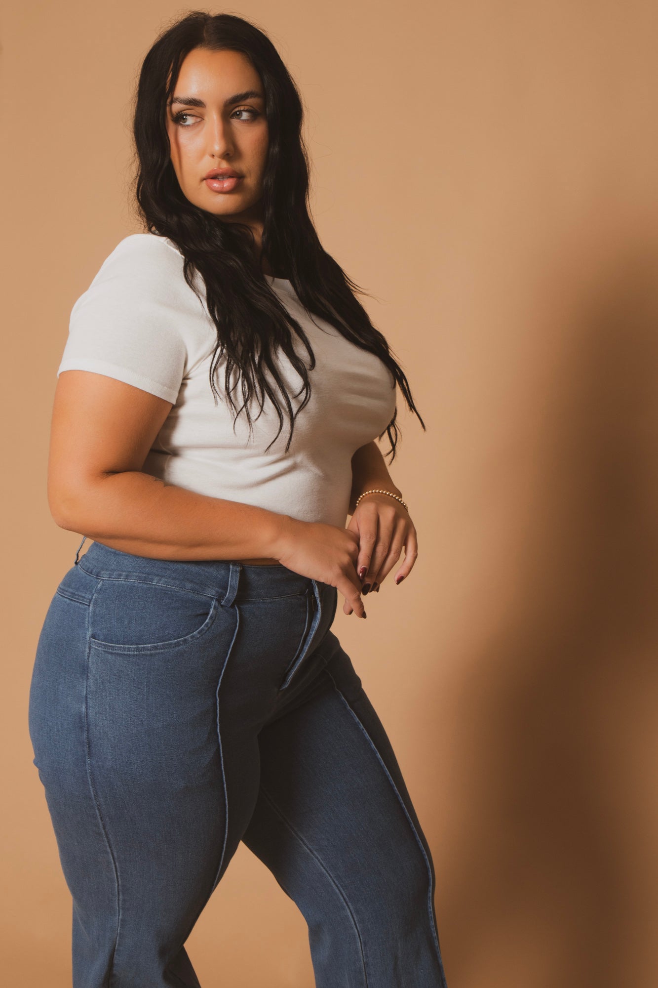 Women's Plus Size Seamline Flare Pants - Blue - Curvy Sense