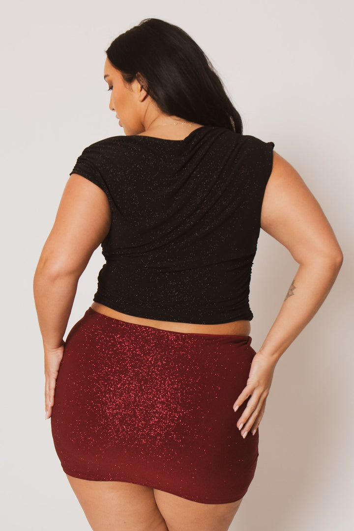 Blue Leopard Bottoms Plus Size Sparkle Nights Skort - Burgundy
