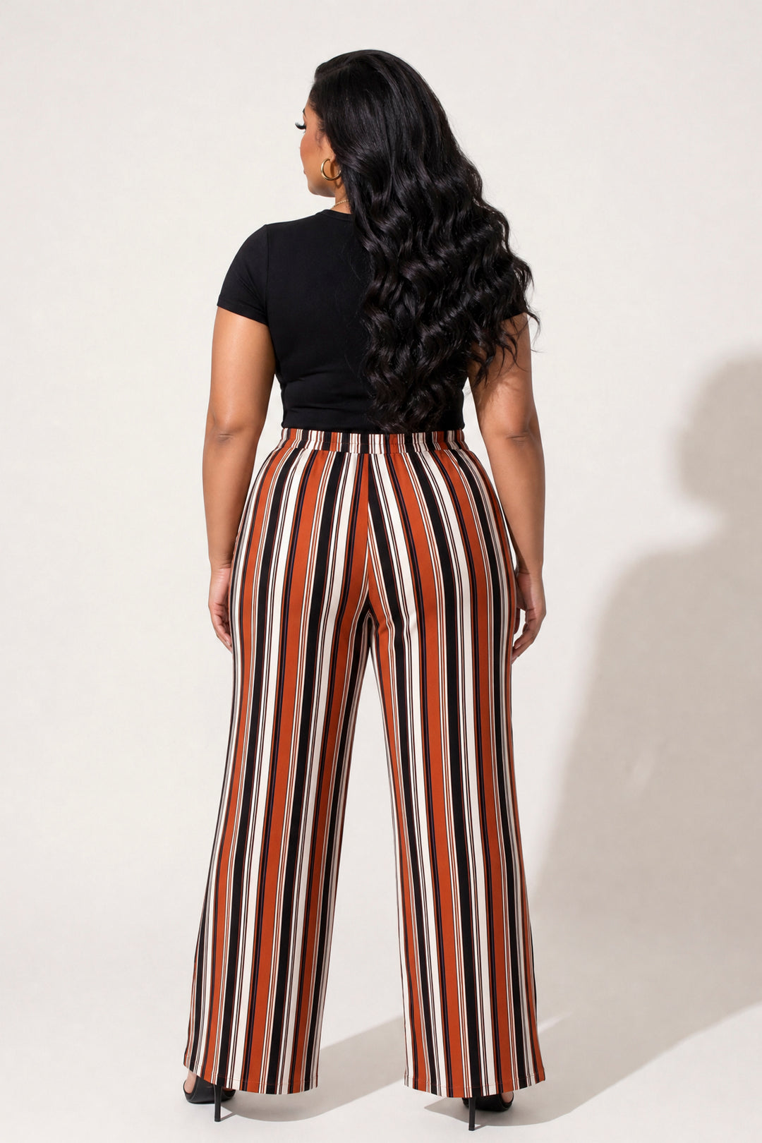 Ambiance Bottoms Plus Size Striped Palazzo Pants - Rust