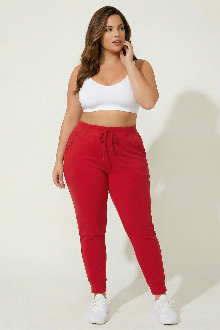 Ambiance Bottoms Plus Size Sweat Jogger - Red