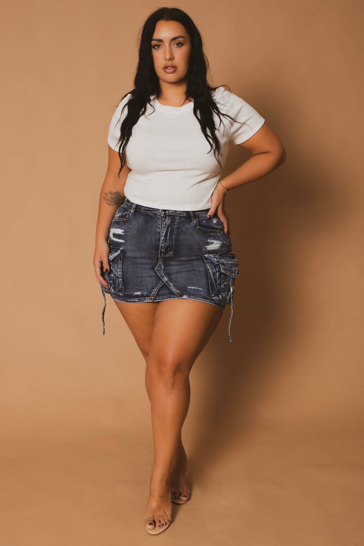 D ROCK Bottoms Plus Size Urban Edge Skirt- Dark Wash